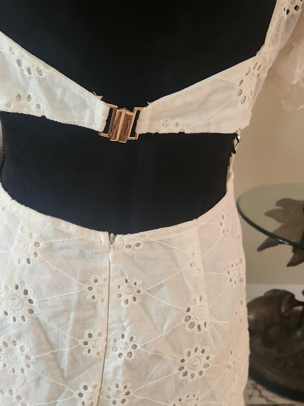 White Eyelet Puff-Sleeve Mini Dress - Picture 7 of 7